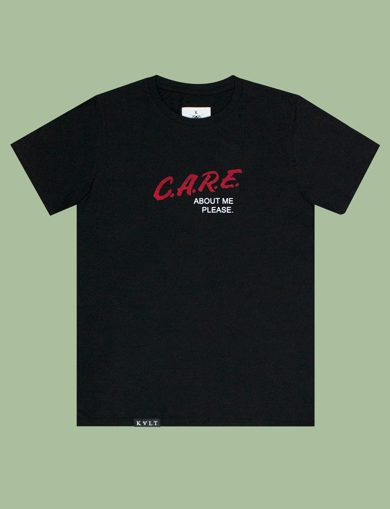C.A.R.E Tee in Black by KULT Clothing | Care about me please