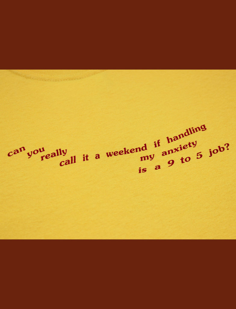 Close-up view of the DOLLY Tee in Buttercup by KULT Clothing | Classic fit crewneck t-shirt
