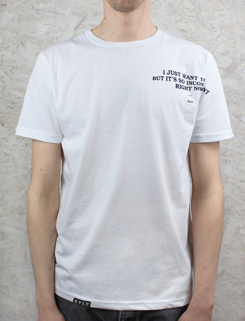 OVERWORKED Tee in White by KULT Clothing