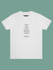 Front view of the PAUSE Tee in White by KULT Clothing | It reads 