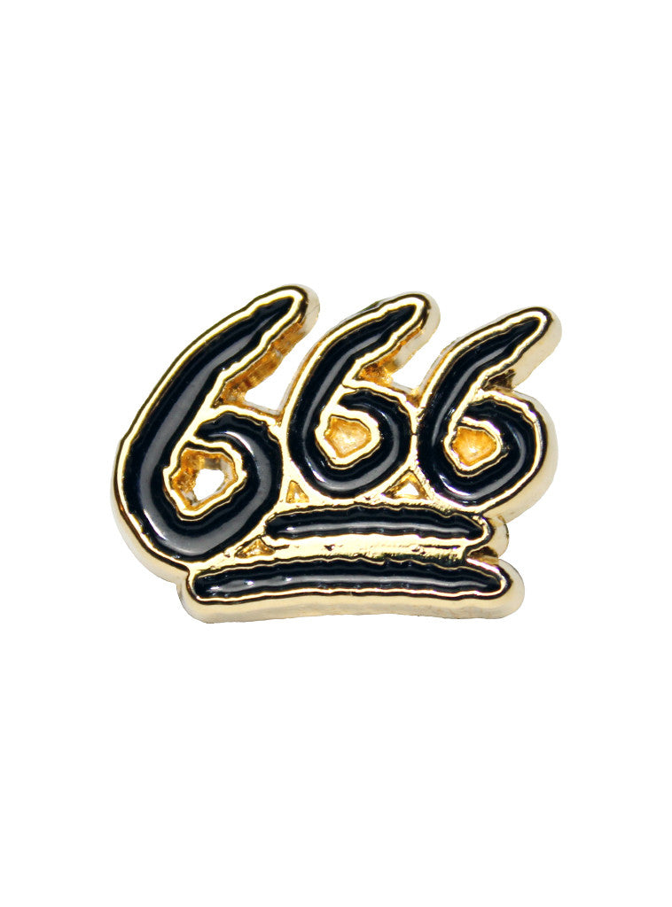 666 Enamel Pin by KULT in Black and Gold