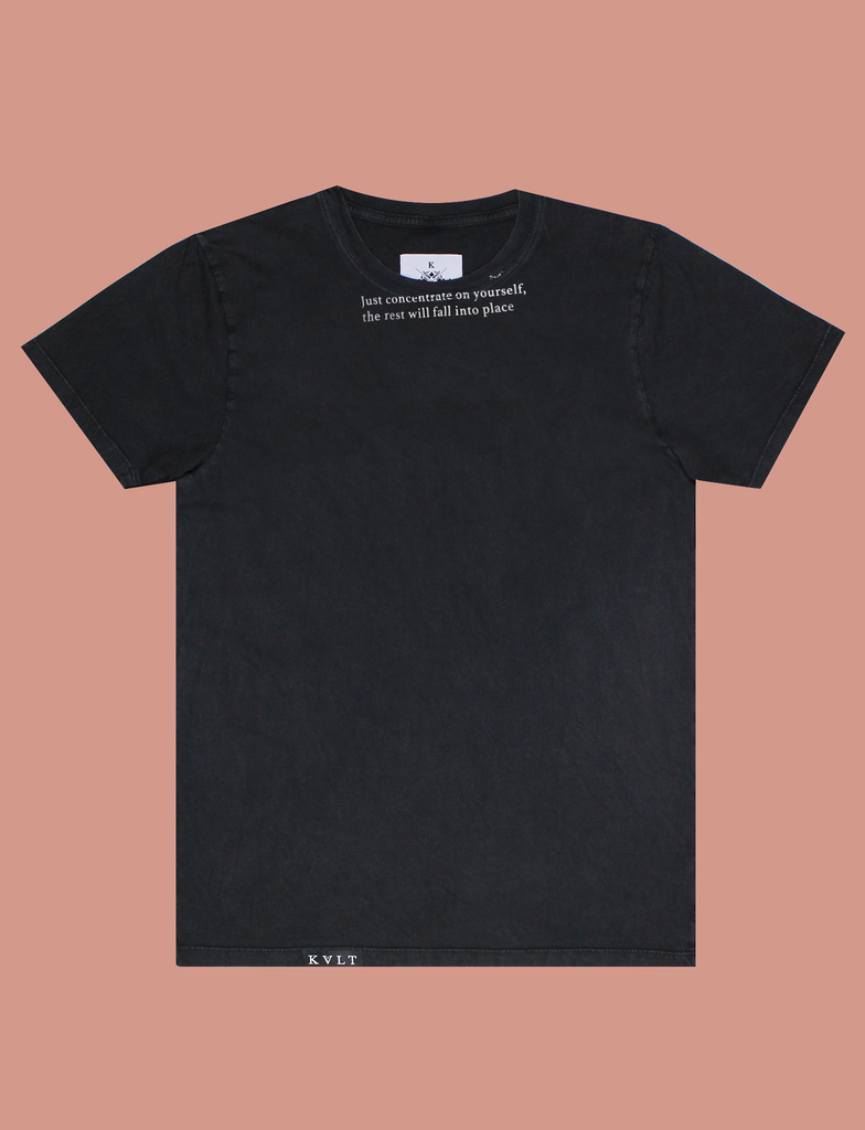 CONCENTRATE Tee in Sun-Bleached Black by KULT Clothing | eco-friendly, climate neutral t-shirt | Just concentrate on yourself, the rest will fall into place