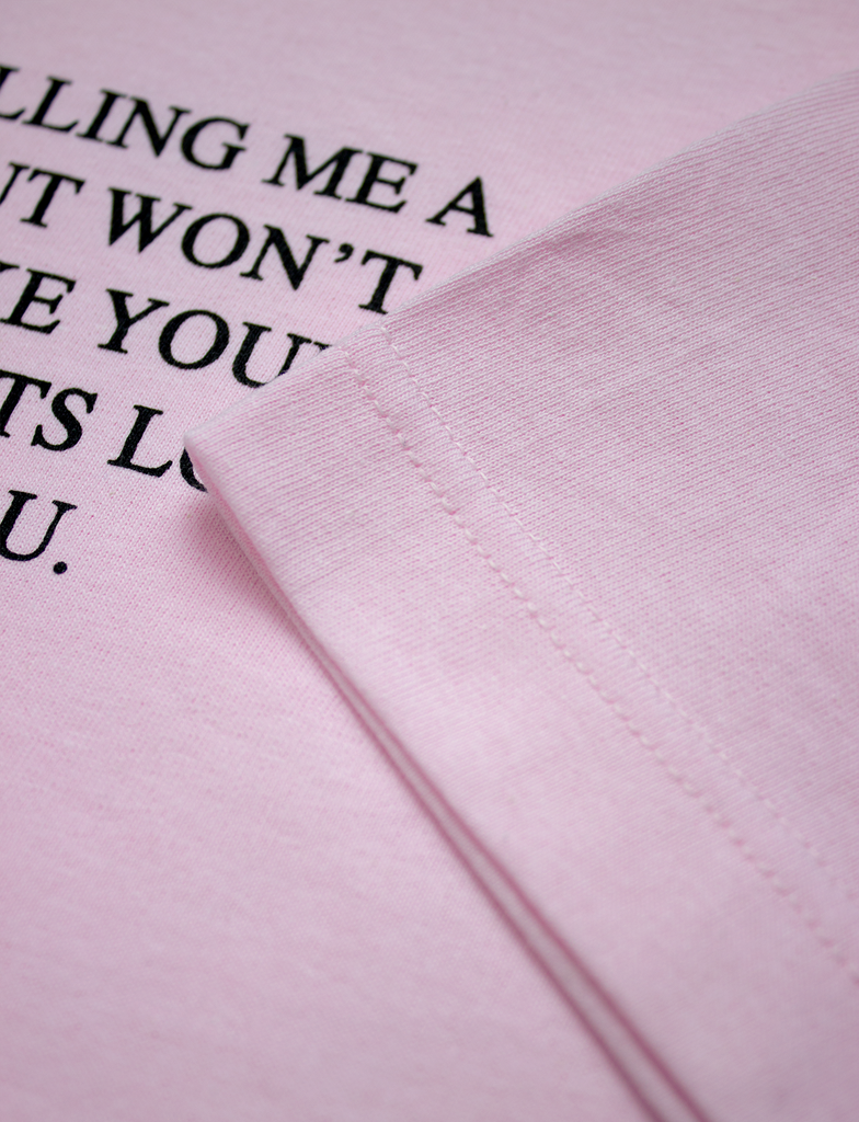 Sleeve detailing on the DON'T CALL ME Tee in Blossom by KULT Clothing | Calling me a slut won't make your parents love you