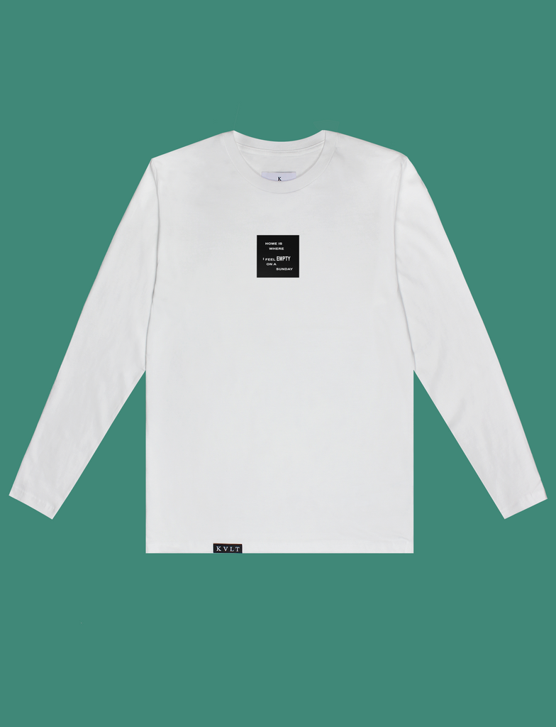 HOME Longsleeve in White by KULT Clothing | Home is where I feel empty on a Sunday