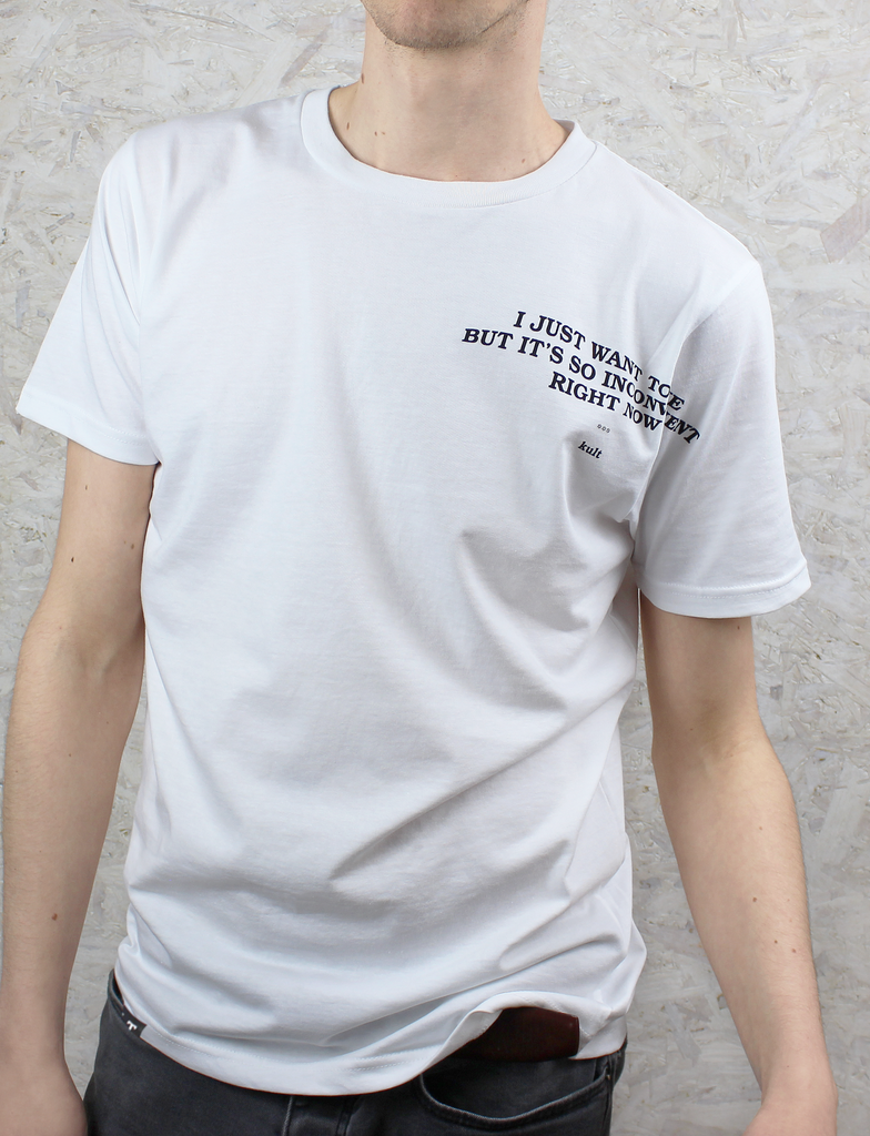 OVERWORKED Tee in White by KULT Clothing