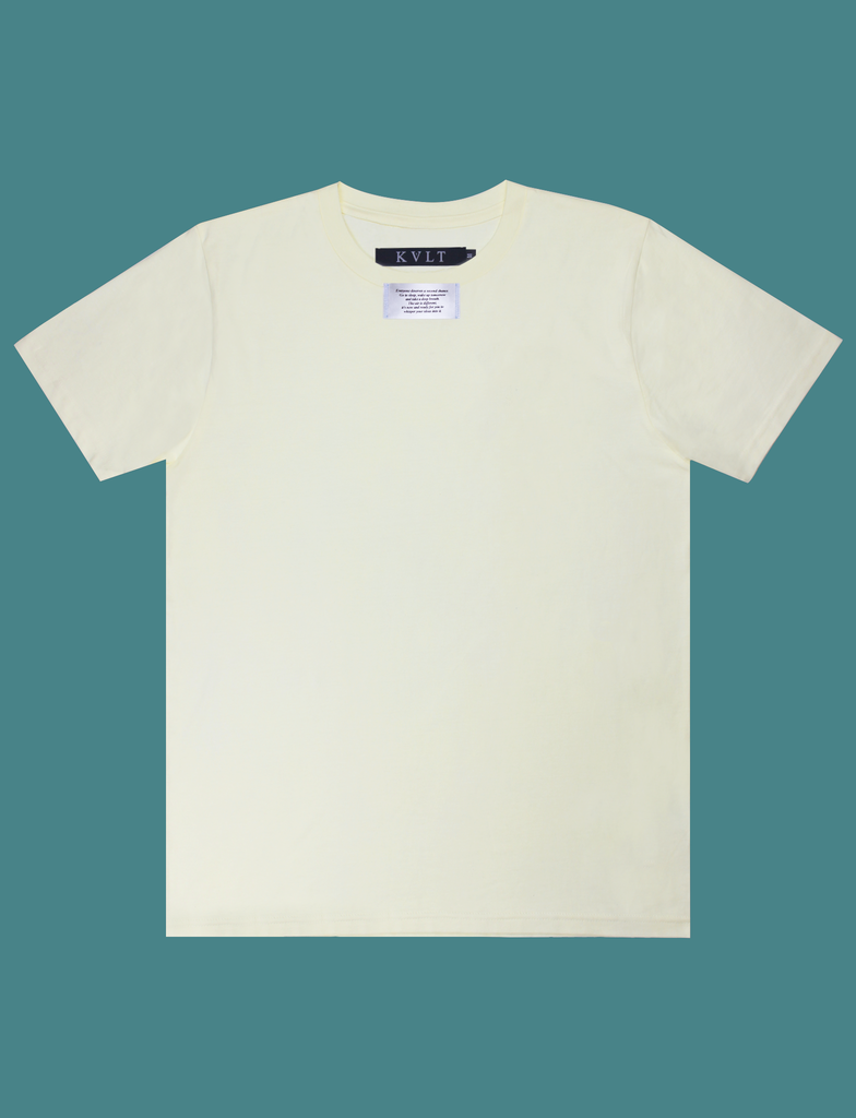 Front view of the SECOND CHANCE Tee in Primrose by KULT Clothing | eco-friendly, climate neutral t-shirt